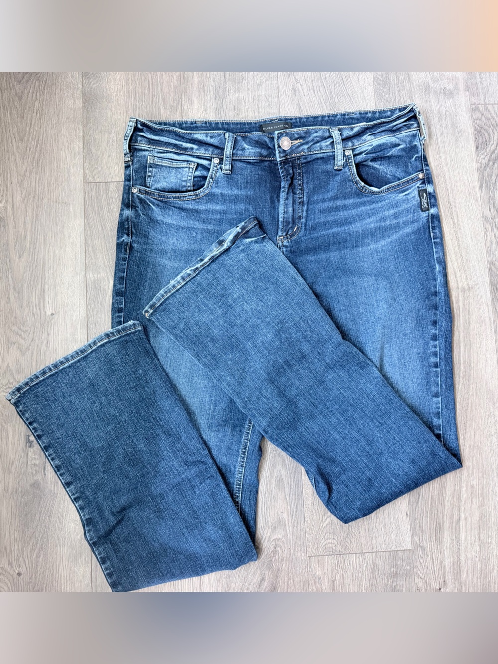 Silver Elyse Slim Boot Jeans Dark Blue Denim